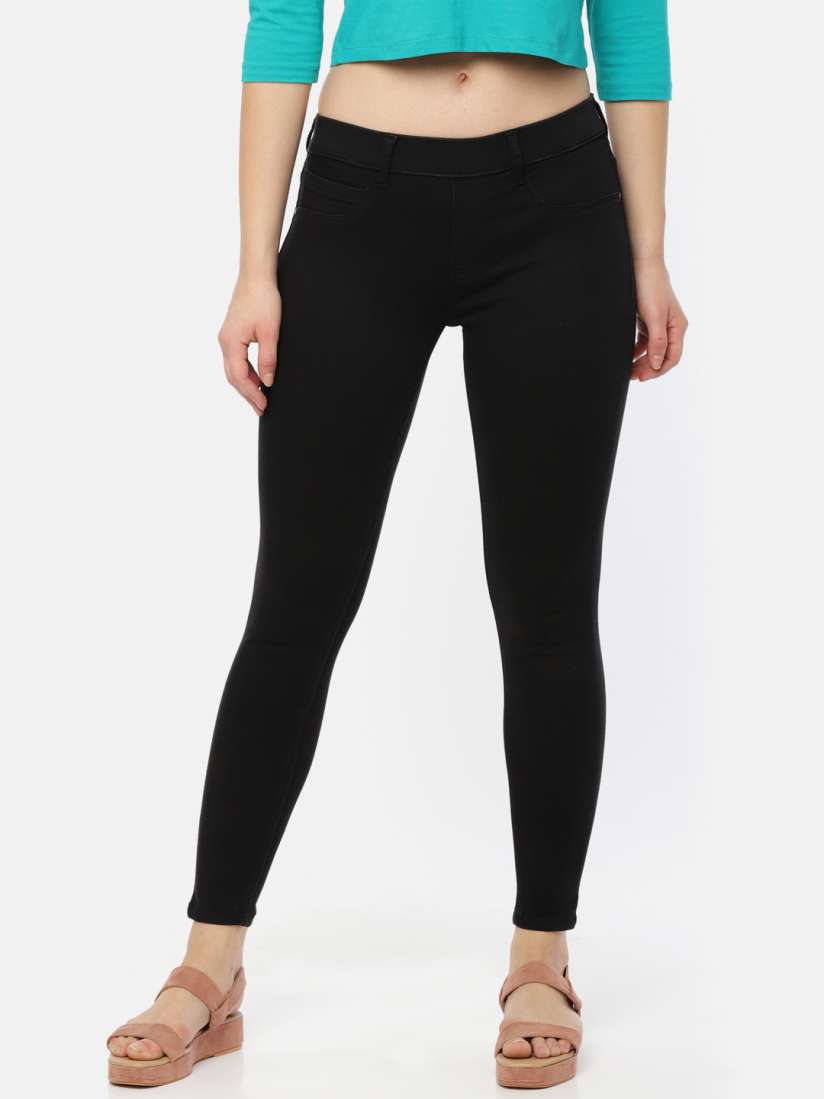 Buy Jealous 21 Women Black Solid Mid Rise Ankle Length Jeggings Jeggings for Women 7454069 Myntra