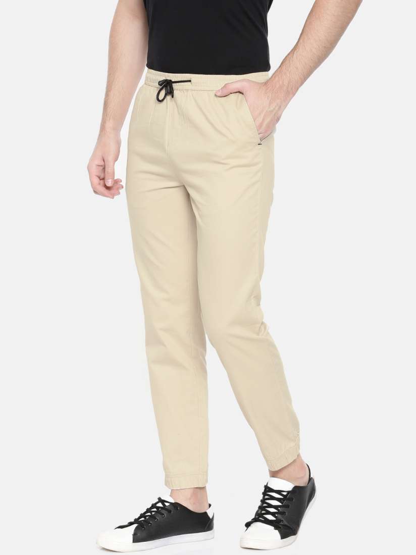 Cream slim joggers best sale