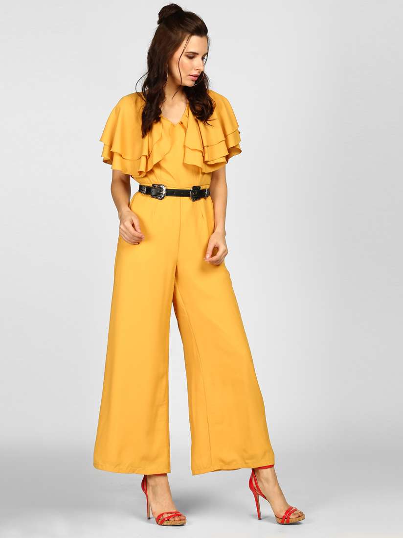 Buy StalkBuyLove Mustard Solid Culotte Jumpsuit Jumpsuit for Women 7455570 Myntra