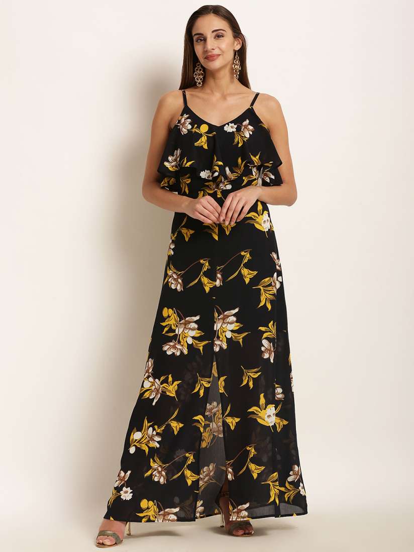 Buy Harpa Women Black Printed Maxi Dress Dresses for Women 7455907 Myntra