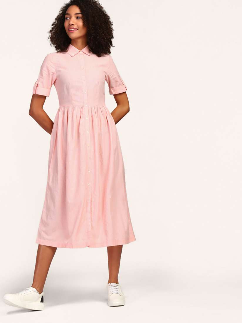 Buy StalkBuyLove Women Pink Solid A Line Dress Dresses for Women 7463878 Myntra
