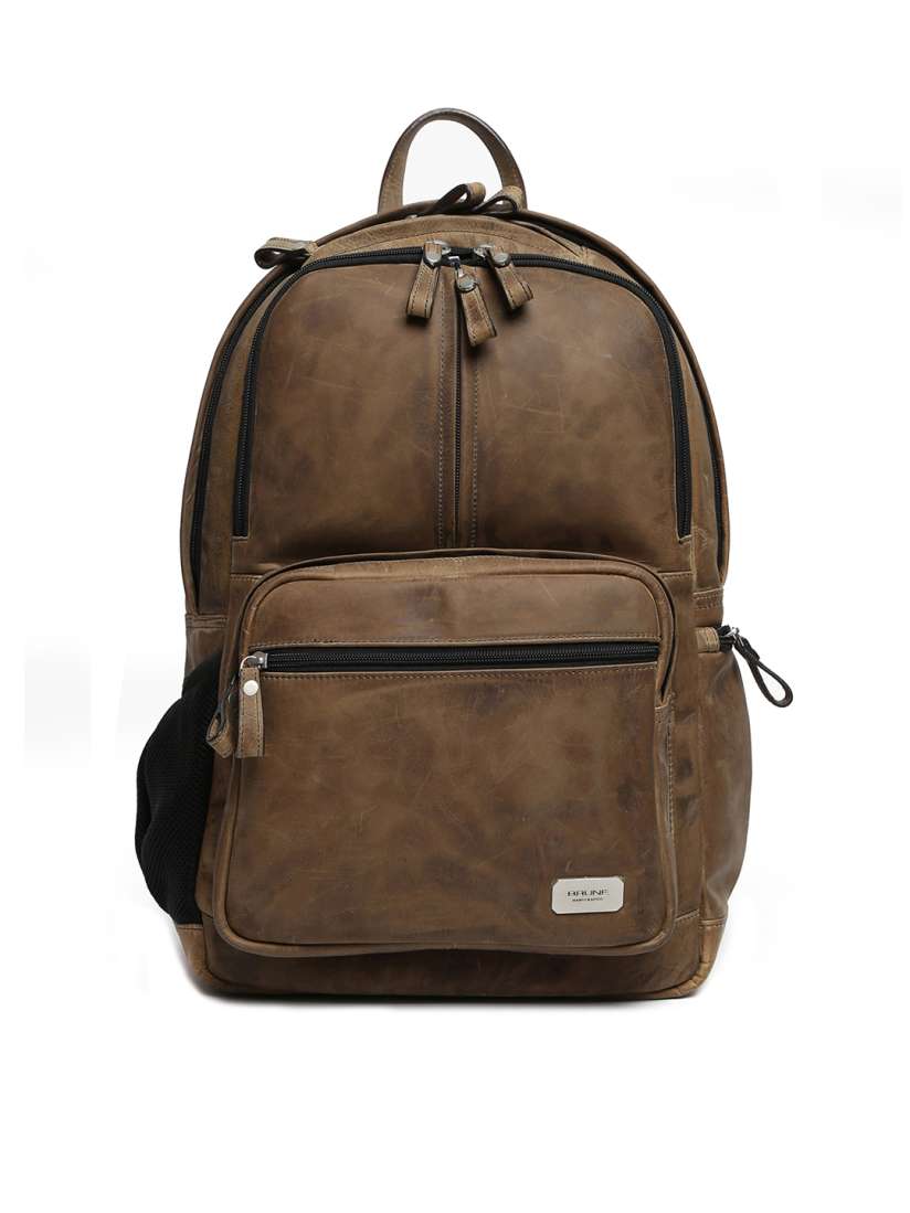 Buy BRUNE Men Brown Solid Leather Backpack Backpacks for Men 7465348 Myntra