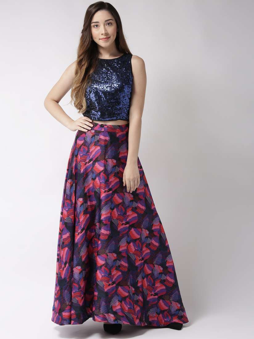 Buy Sera Women Navy Blue Printed Two Piece Dress Dresses for Women 7467748 Myntra