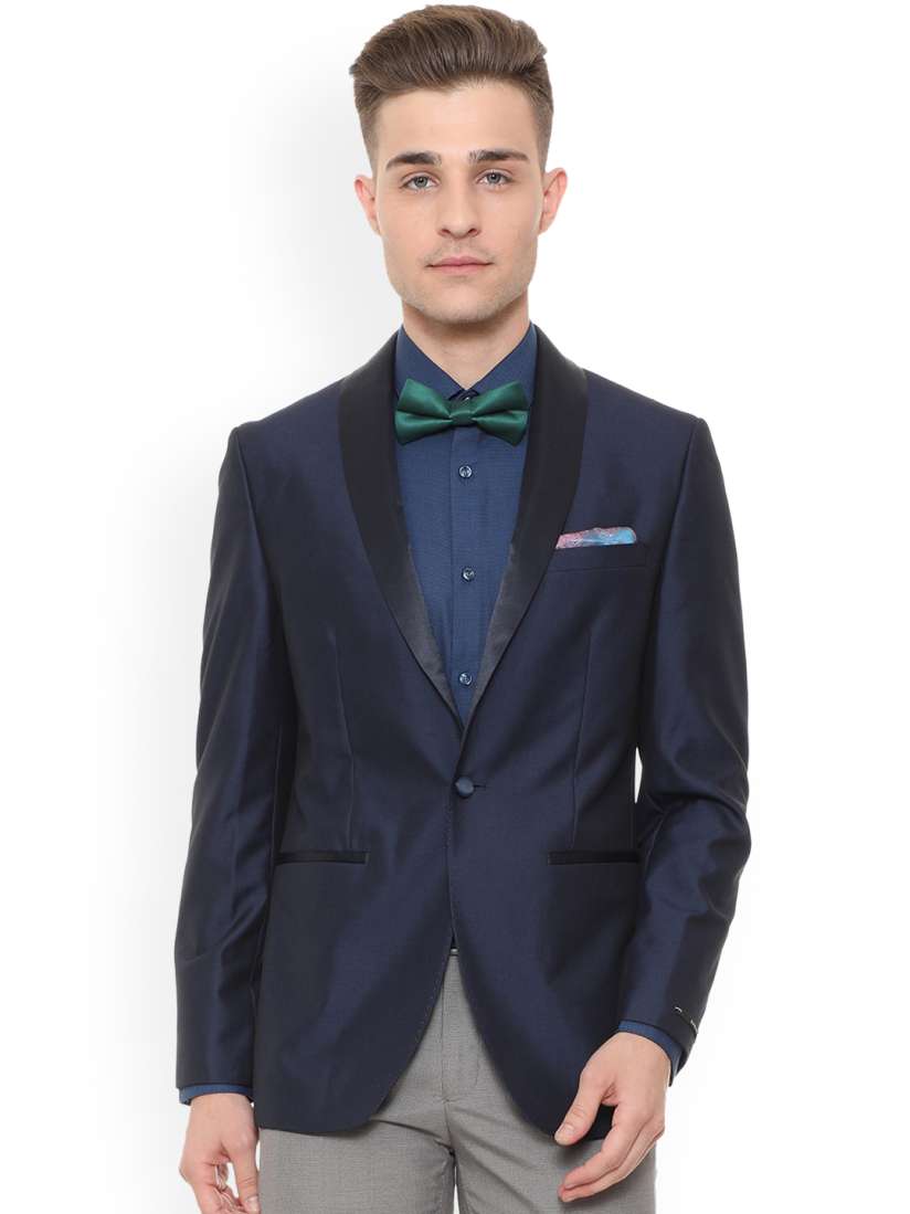 Buy Peter England Men Navy Blue Solid Single Breasted Blazer Blazers for Men 7468028 Myntra