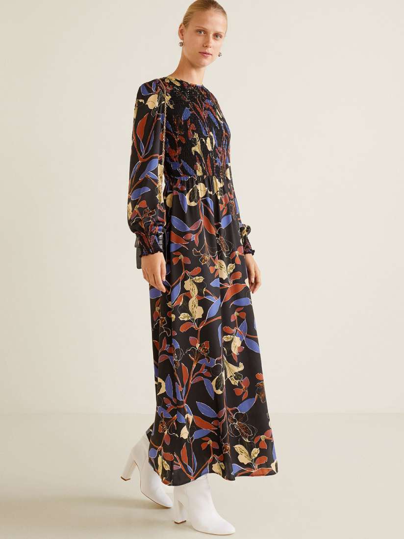 Buy MANGO Women Black Blue Printed Maxi Dress Dresses for Women 7470193 Myntra