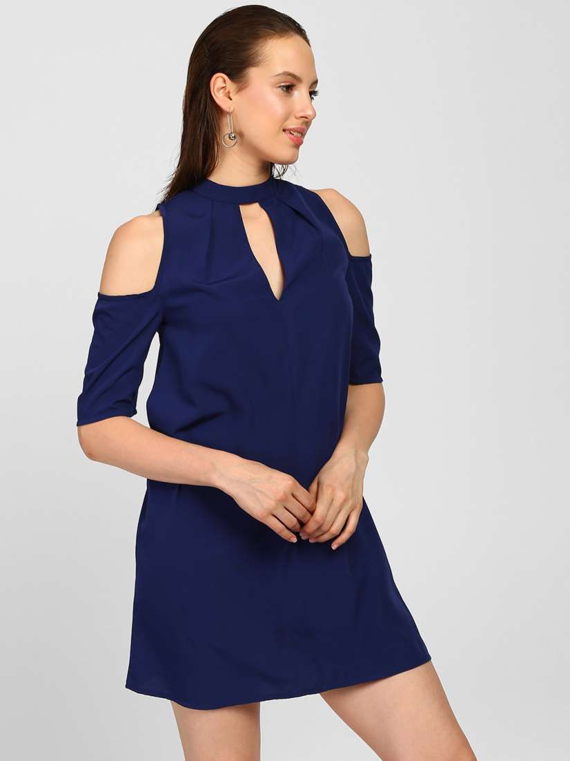 Buy StalkBuyLove Women Blue Solid A Line Dress Dresses for Women 7470926 Myntra