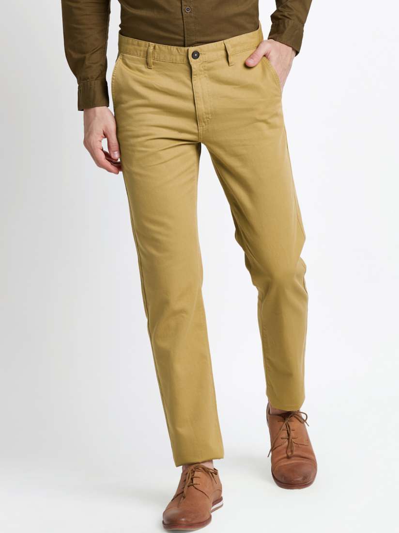 Buy Spiritus by pantaloons Men Brown Slim Fit Solid Regular Trousers Trousers for Men 7471524 Myntra
