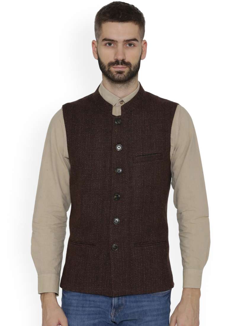 Buy NEUDIS Men Brown Self Design Woollen Nehru Jacket Nehru Jackets for Men 7471833 Myntra