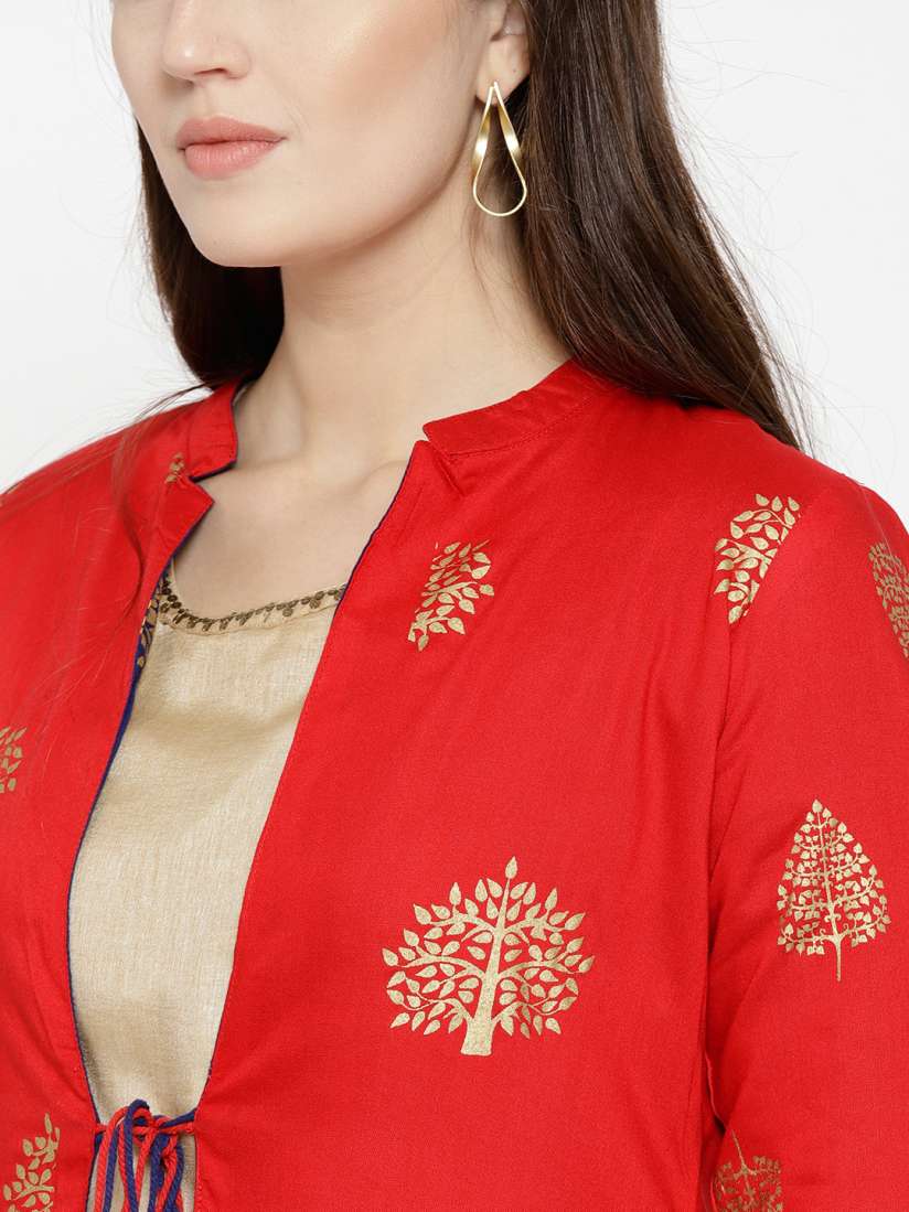 Buy Rangriti Women Red Navy Printed Reversible Ethnic Jacket Jackets for Women 7473401 Myntra