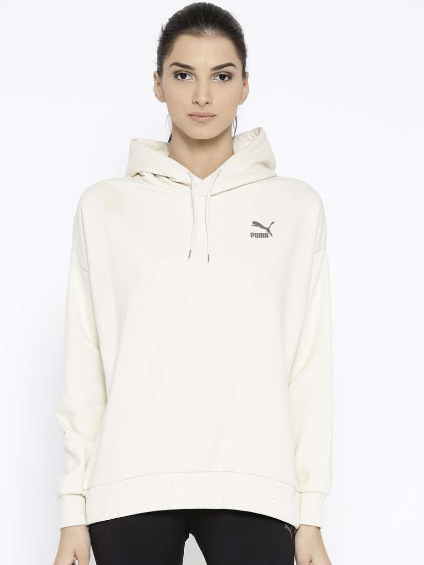 Buy Puma Women Off White Solid Retro Hooded Sweatshirt Sweatshirts for Women 8210381 Myntra