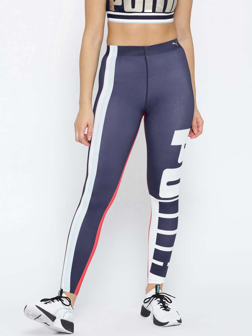 Buy Puma Women Blue Printed Ambition Tights Tights for Women 7473771 Myntra