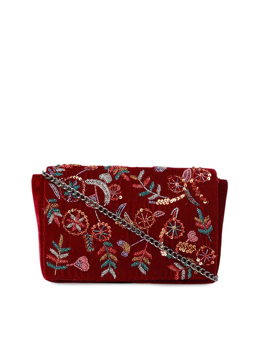 Buy Diwaah Maroon Embellished Clutch Clutches for Women 7475693 Myntra