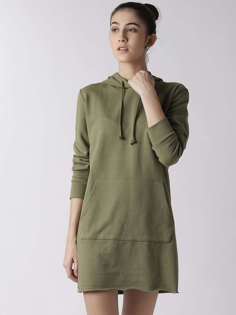 Olive green sweatshirt dress sale