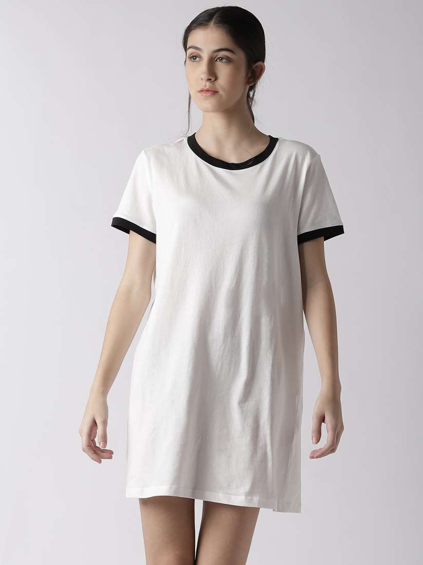 Buy FOREVER 21 Women White Solid T shirt Dress Dresses for Women 7484935 Myntra