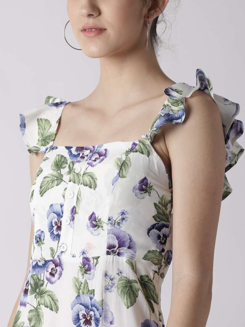 Buy FOREVER 21 Women White Purple Printed Maxi Dress Dresses for Women 7485016 Myntra