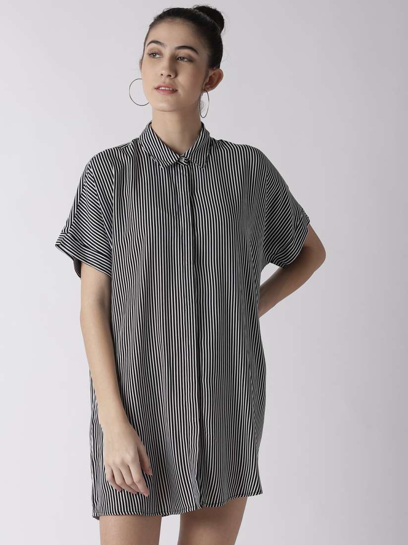 Buy FOREVER 21 Women Black White Striped Shirt Dress Dresses for Women 7485040 Myntra