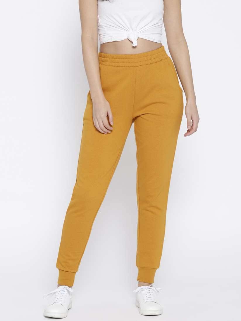 Buy FOREVER 21 Women Mustard Yellow Solid Joggers Track Pants for Women 7485079 Myntra