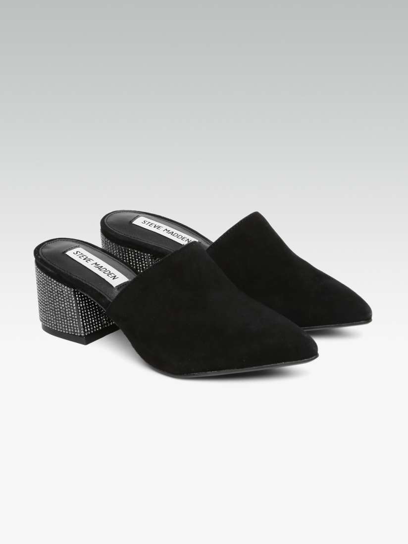 Steve madden black suede mules hot sale