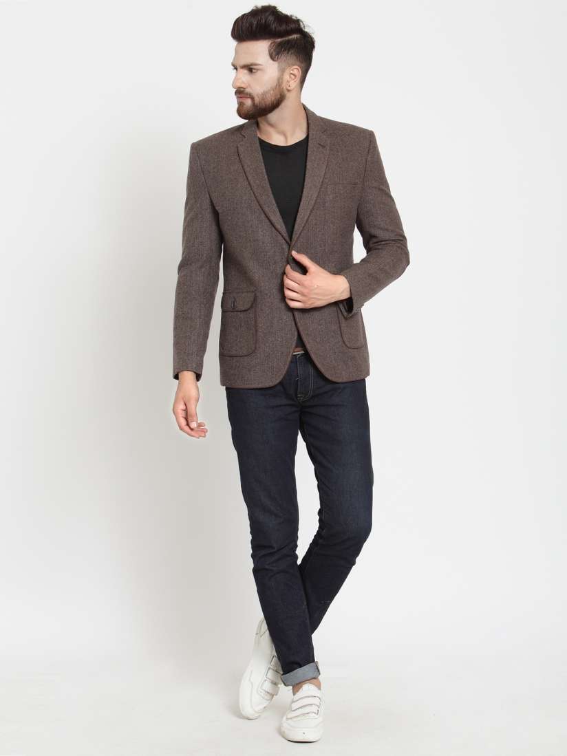 Buy Monteil Munero Brown Solid Slim Fit Blazer Blazers for Men 7486432 Myntra