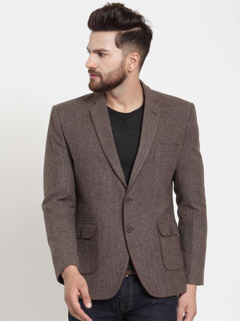 Buy Monteil Munero Brown Solid Slim Fit Blazer Blazers for Men 7486432 Myntra