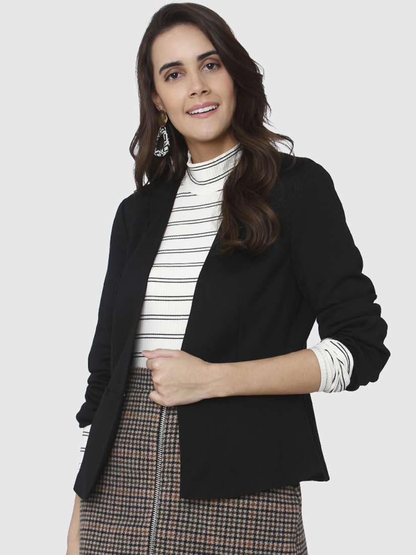 Buy Vero Moda Women Black Solid Single Breasted Casual Blazer Blazers for Women 7487235 Myntra