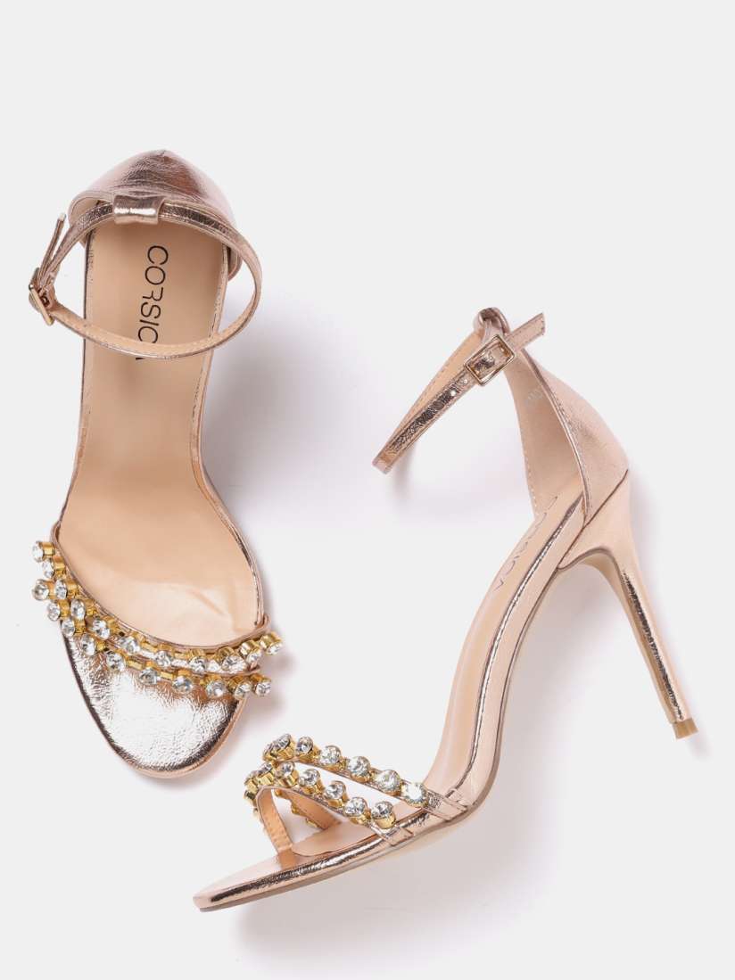 Rose gold studded heels new arrivals