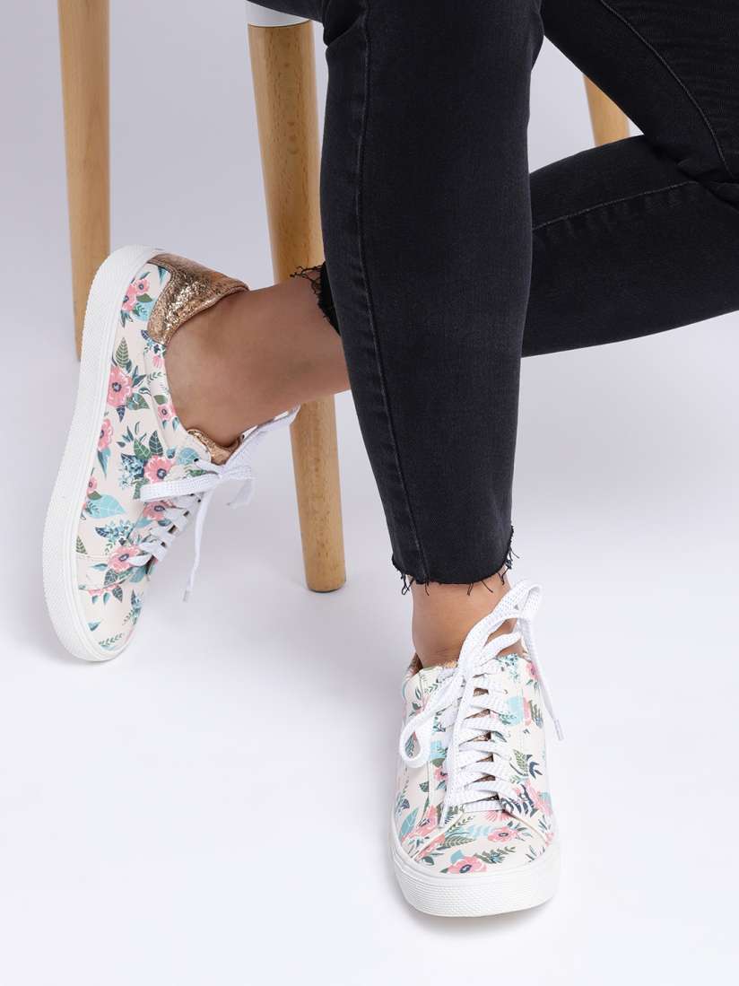 Floral print sneakers online clearance