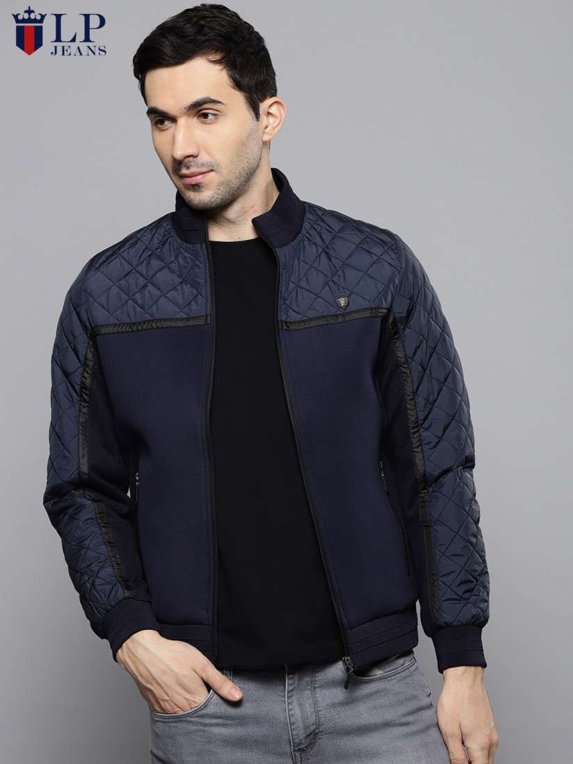 Buy Louis Philippe Men Navy Blue Solid Bomber Jacket Jackets for Men 7490703 Myntra