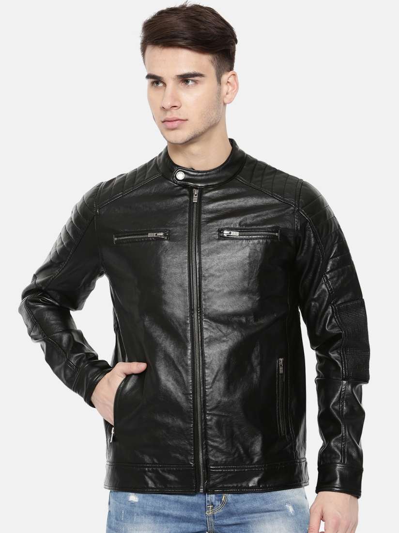 Buy Pepe Jeans Men Black Solid Biker Jacket Jackets for Men 7490795 Myntra