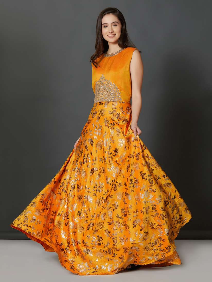 Yellow embellished maxi dress hot sale