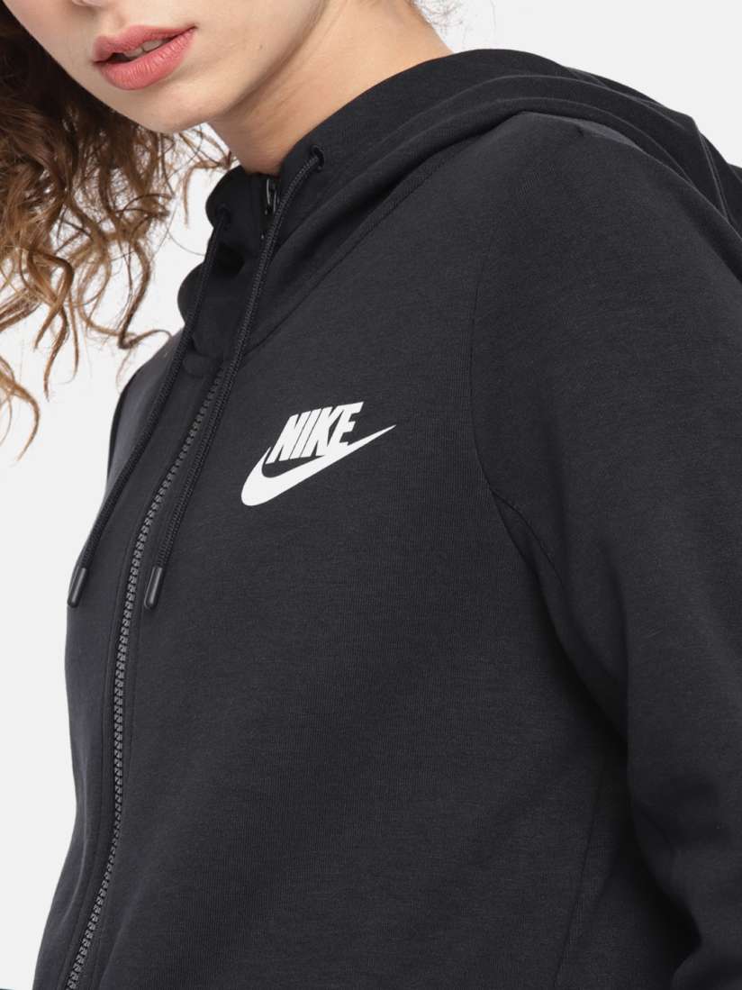 Buy Nike Women Black AS W NSW AV15 HOODIE FZ Solid Hooded Sporty Jacket Jackets for Women 7500687 Myntra