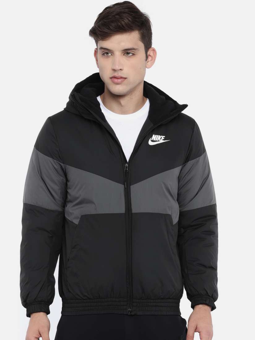 Buy Nike Men Black Grey Colourblocked NSW SYN FILL Standard Fit Hooded Puffer Jacket Jackets for Men 7500701 Myntra