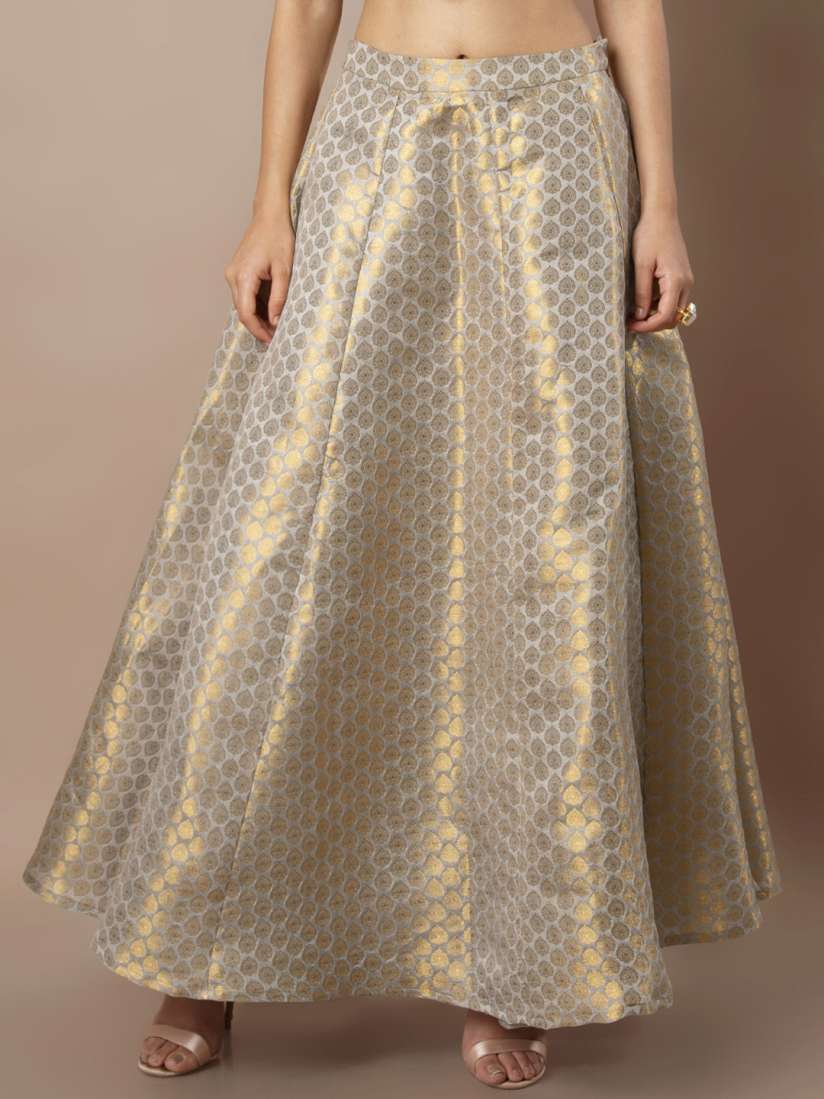 Buy INDYA Women Gold Brocade Silk Maxi Skirt Skirts for Women 7503512 Myntra