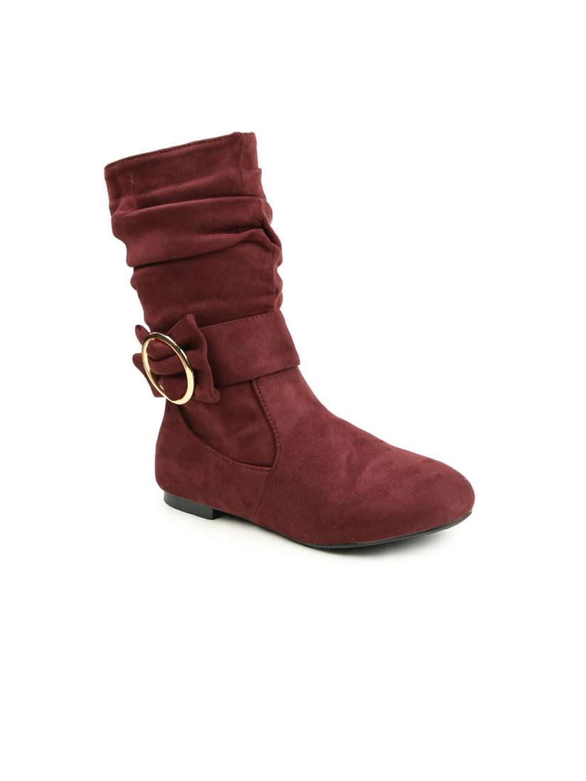 Maroon flat boots new arrivals