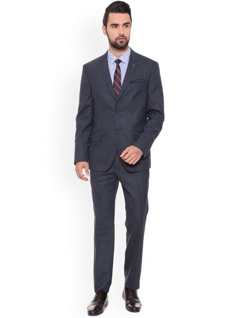 Buy Van Heusen Men Navy Blue Solid Single Breasted Formal Suit Suits for Men 7503824 Myntra