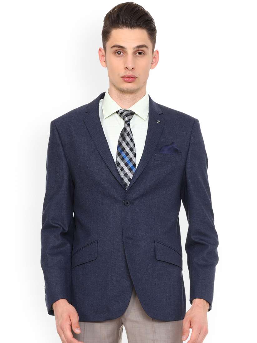 Buy Van Heusen Men s Navy Blue Single Breasted Formal Blazer Blazers for Men 7504123 Myntra