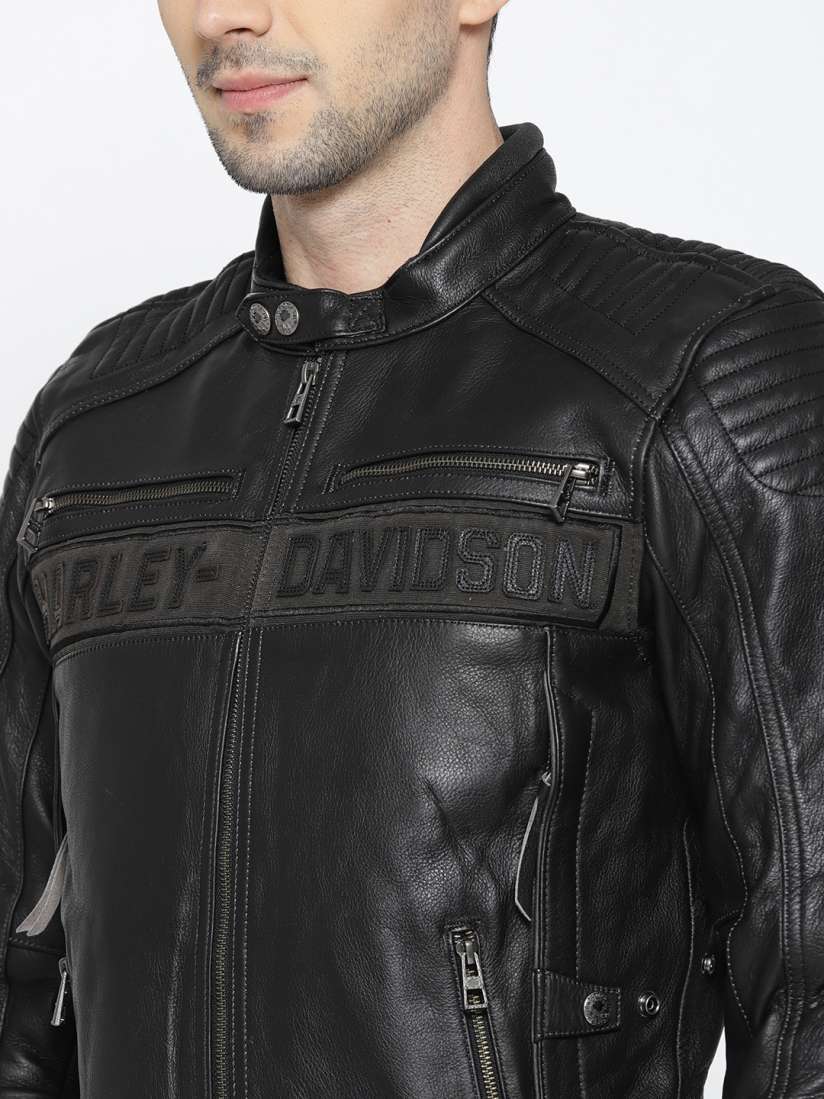 Buy Harley Davidson Men Black Solid Leather Jacket Jackets for Men 7505446 Myntra