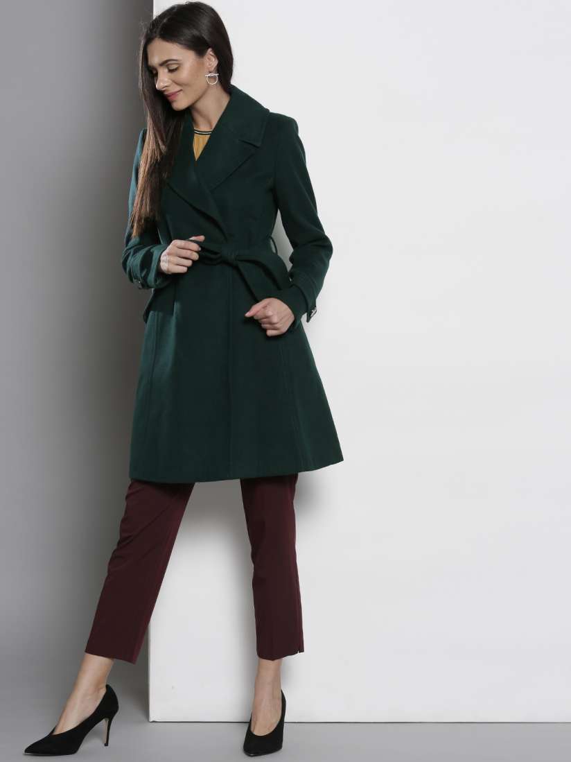 Buy DOROTHY PERKINS Women Green Solid Single Breasted Longline Overcoat Coats for Women 7511534 Myntra