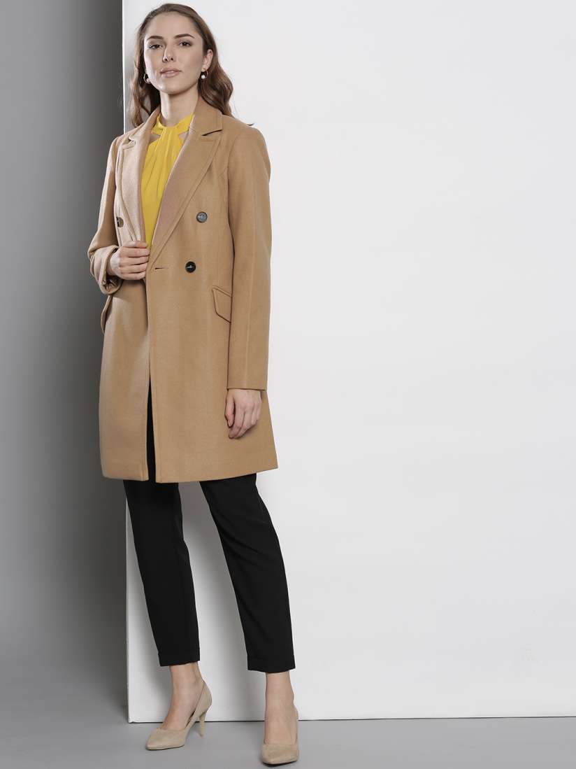 Buy DOROTHY PERKINS Women Beige Solid Double Breasted Overcoat Coats for Women 7511548 Myntra
