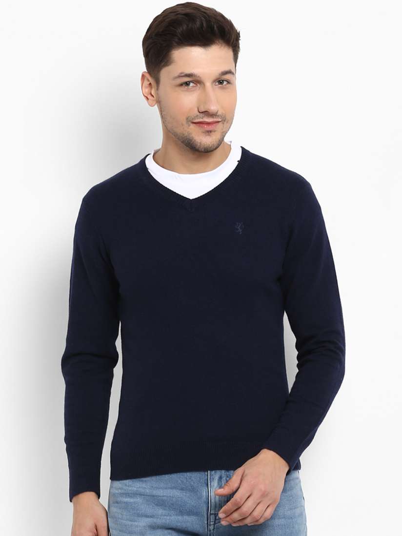 Buy Red Tape Men Navy Blue Solid Wollen Pullover Sweaters for Men 7513346 Myntra