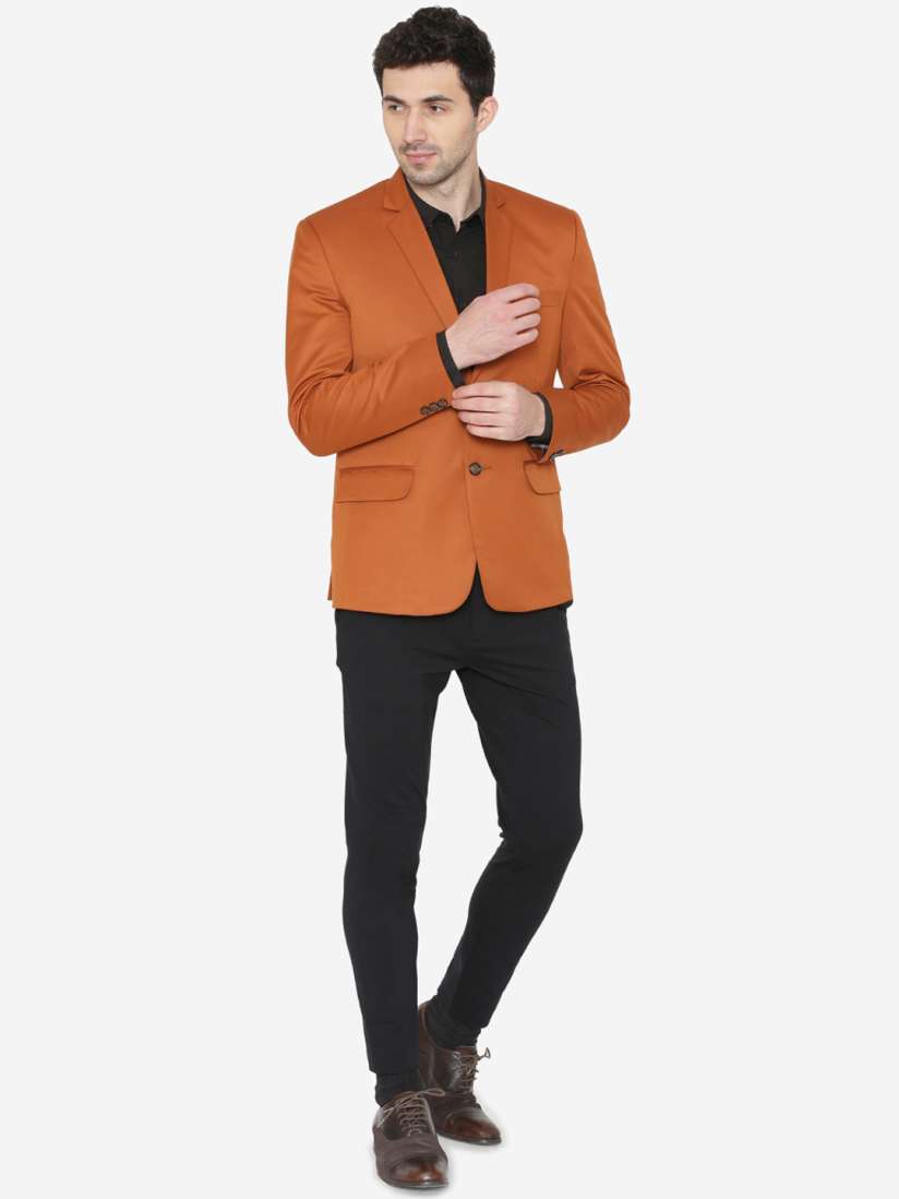 Buy Wintage Men Orange Solid Tailored Fit Single Breasted Formal Blazer Blazers for Men 7514170 Myntra