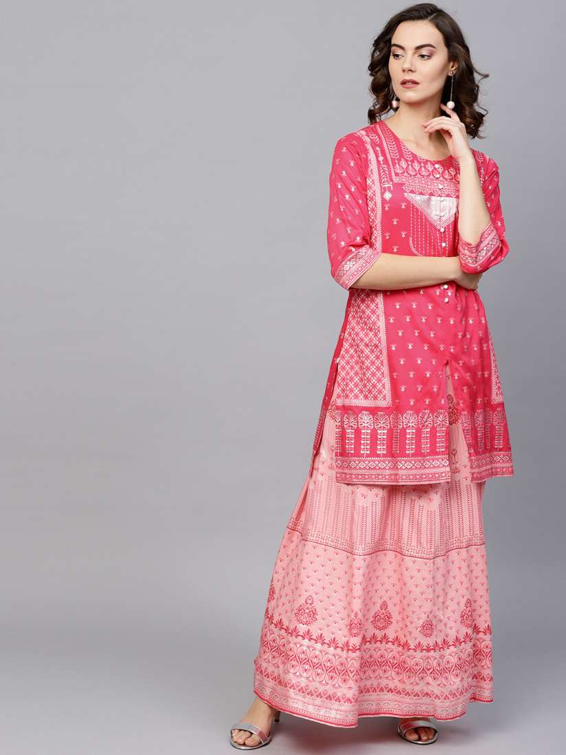 Long skirt with kurti myntra top