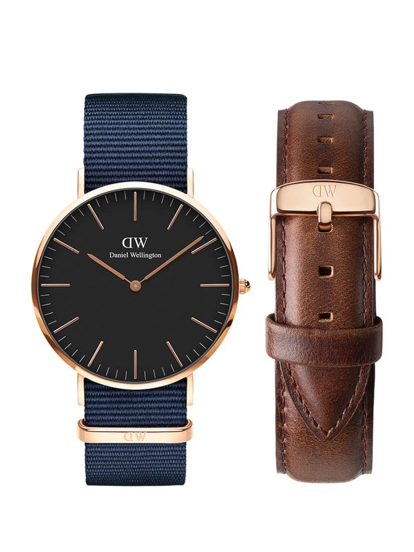 Buy Daniel wellington Men Classic Black Bayswater 40mm Rose Gold Watch Classic Bristol Strap Watch Gift Set DW00500268 Watch Gift Set for Men 7539753 Myntra
