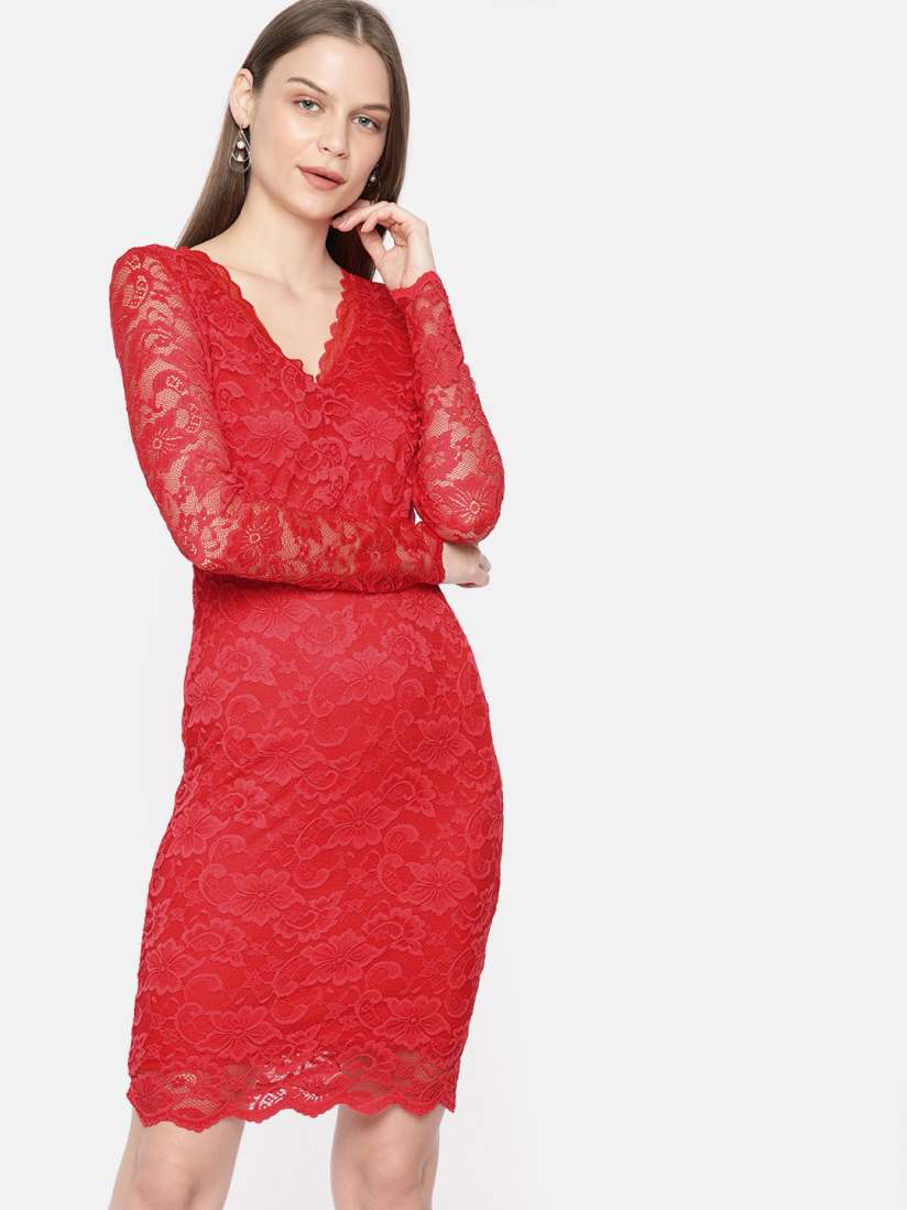 Vero moda red lace dress sale