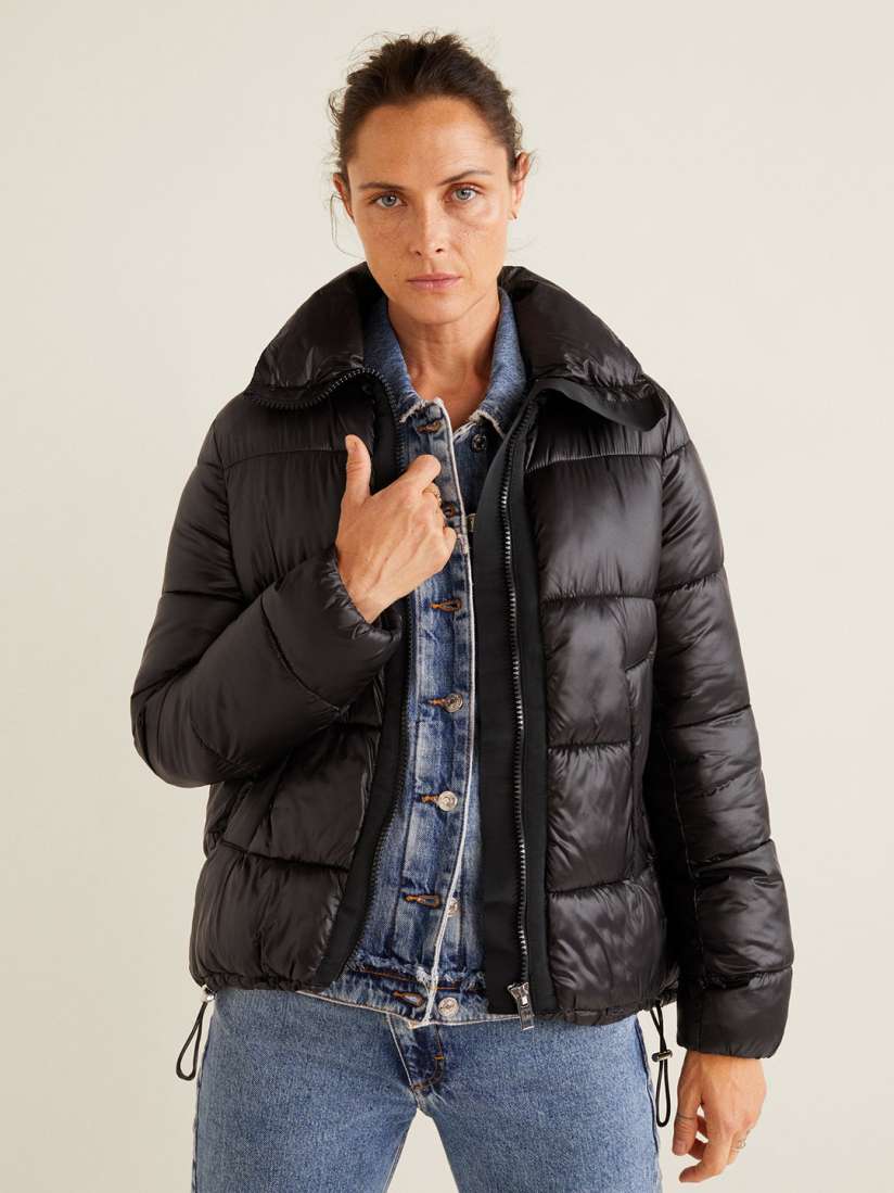 Mango black puffer coat online