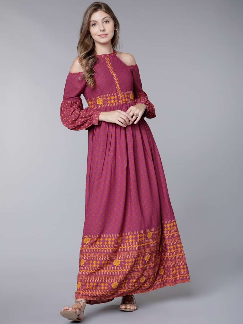 Vishudh black printed maxi dress hotsell