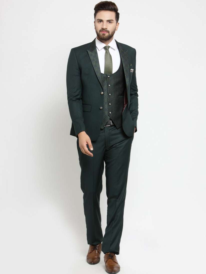 Buy LUXURAZI Men Green Slim Fit Suit Suits for Men 7556707 Myntra