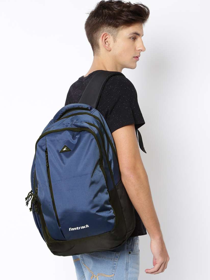 Fastrack unisex navy blue solid backpack clearance