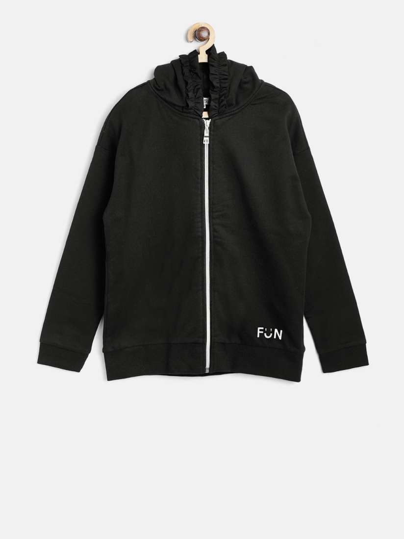 Buy OVS Girls Black Solid Hooded Sweatshirt Sweatshirts for Girls 7560627 Myntra