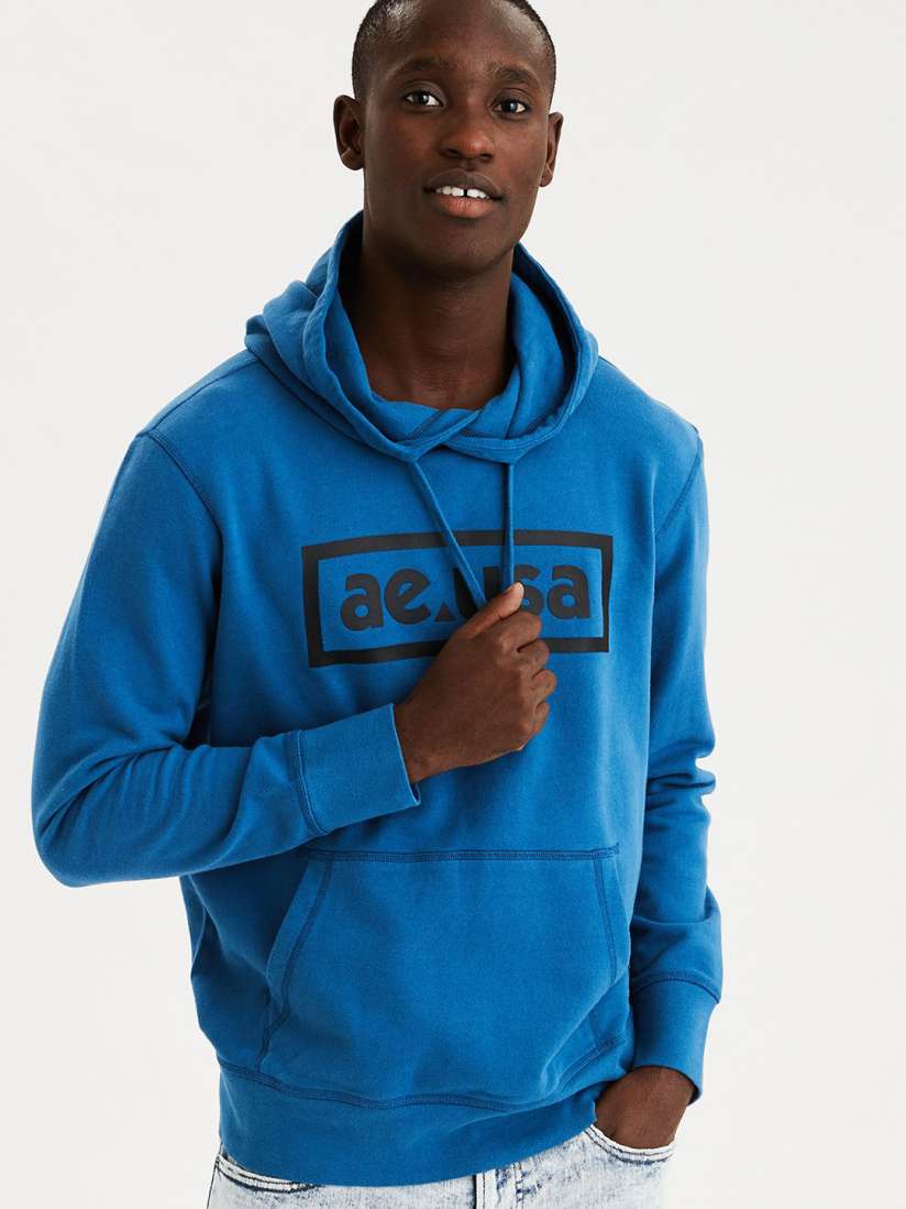 Buy AMERICAN EAGLE OUTFITTERS Men Blue Printed Hooded Sweatshirt Sweatshirts for Men 7563132 Myntra